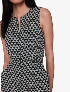 Whistles Checkerboard-pattern Ankle-length Woven Jumpsuit 9 Whistles Checkerboard-pattern Ankle-length Woven Jumpsuit -Whistles Clothing Shop R04135051 BLACK ALT04
