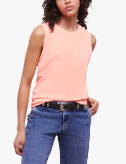 THE KOOPLES Embroidered-logo Sleeveless Cotton T-shirt -Whistles Clothing Shop R04135418 ORA57 ALT02