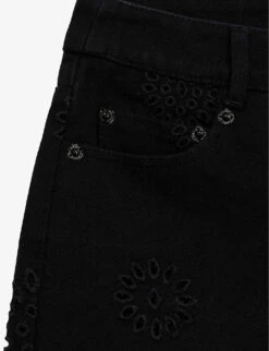 THE KOOPLES Embroidered Cut-off Denim Shorts -Whistles Clothing Shop R04135420 BLA01 ALT04