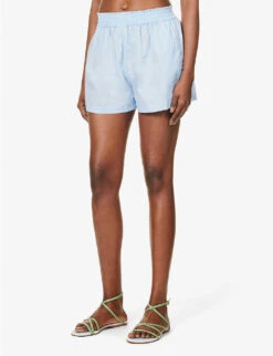 Faithfull The Brand Elva High-rise Cotton-poplin Shorts -Whistles Clothing Shop R04135577 CORNFLOWERBLUE ALT02