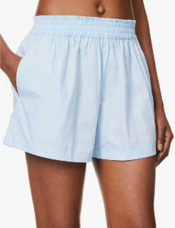 Faithfull The Brand Elva High-rise Cotton-poplin Shorts -Whistles Clothing Shop R04135577 CORNFLOWERBLUE ALT04