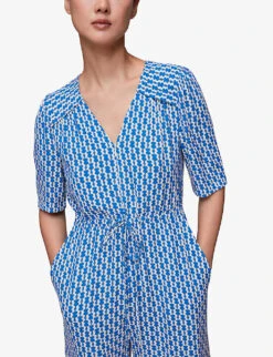 Whistles Oversized-collar Relaxed Woven Jumpsuit 8 Whistles Oversized-collar Relaxed Woven Jumpsuit -Whistles Clothing Shop R04136164 MULTICOLOURED ALT03