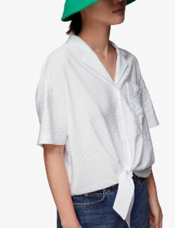 Whistles Nicola Tie Front-hem Woven Top -Whistles Clothing Shop R04136165 WHITE ALT02