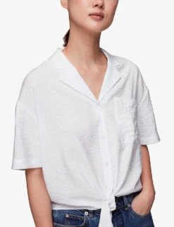Whistles Nicola Tie Front-hem Woven Top -Whistles Clothing Shop R04136165 WHITE ALT04