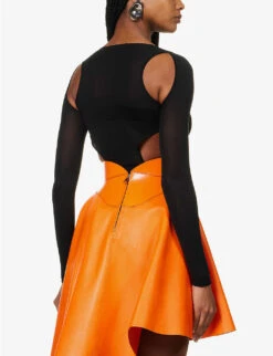 Alexander McQueen Cut-out Silk-blend Bodysuit 8 Alexander McQueen Cut-out Silk-blend Bodysuit -Whistles Clothing Shop R04136282 BLACK ALT03