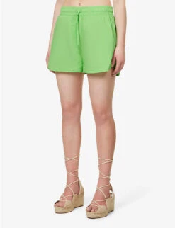 Devotion Twins Garnatis Elasticated-waistband Regular-fit Cotton Shorts -Whistles Clothing Shop R04136381 GREEN2086 ALT02