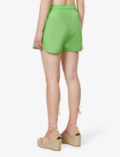 Devotion Twins Garnatis Elasticated-waistband Regular-fit Cotton Shorts -Whistles Clothing Shop R04136381 GREEN2086 ALT03
