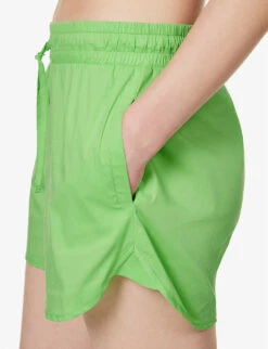 Devotion Twins Garnatis Elasticated-waistband Regular-fit Cotton Shorts -Whistles Clothing Shop R04136381 GREEN2086 ALT04