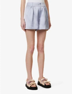 Paige Cypress Mid-rise Satin Shorts -Whistles Clothing Shop R04136646 SALTBLUE ALT02