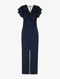 Whistles Adeline Ruffle Recycled Polyester Jumpsuit