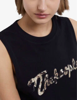 THE KOOPLES Snake-print Logo Cotton T-shirt -Whistles Clothing Shop R04137033 BLA01 ALT04