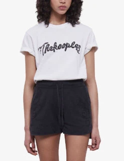 THE KOOPLES Logo-embroidered Drawstring-waist Cotton Shorts -Whistles Clothing Shop R04137387 BLA55 ALT02