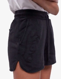 THE KOOPLES Logo-embroidered Drawstring-waist Cotton Shorts -Whistles Clothing Shop R04137387 BLA55 ALT04