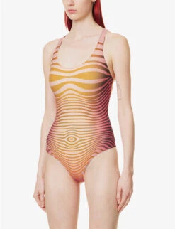Jean Paul Gaultier Abstract-print Racerback Swimsuit -Whistles Clothing Shop R04137660 REDORANGE ALT02