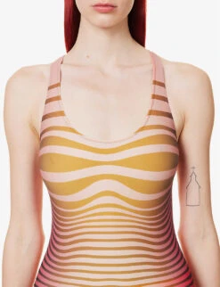 Jean Paul Gaultier Abstract-print Racerback Swimsuit -Whistles Clothing Shop R04137660 REDORANGE ALT04