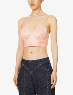 Jean Paul Gaultier Flowers Cone-design Stretch-woven Top -Whistles Clothing Shop R04137680 SALMON ALT02