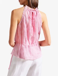 Ted Baker Ivieey Botanical-embroidered Halterneck Woven Top -Whistles Clothing Shop R04139122 LILAC ALT03