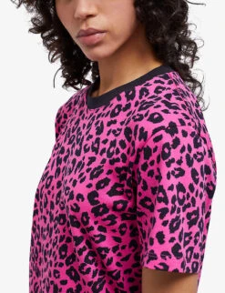 THE KOOPLES Leopard-print Cotton-jersey T-shirt 10 THE KOOPLES Leopard-print Cotton-jersey T-shirt -Whistles Clothing Shop R04140766 BLA92 ALT04