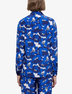 THE KOOPLES Floral-print Long-sleeved Silk Shirt -Whistles Clothing Shop R04140786 BLU01 ALT03