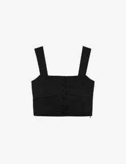 THE KOOPLES Square-neck Button-down Stretch-woven Top