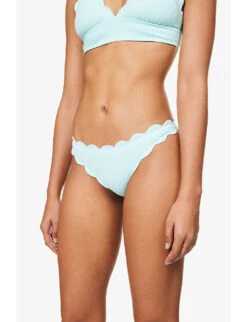 Marysia Antibes Mid-rise Scallop-trim Bikini Bottoms -Whistles Clothing Shop R04140992 VIOLETTEAZURE ALT02