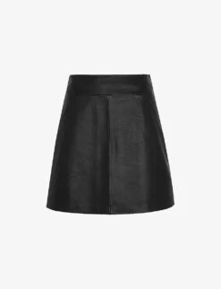 Whistles High-waisted A-lined Leather Mini Skirt