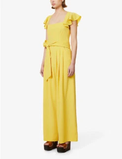 ME AND EM Frill-sleeve Belted-waist Crepe Jumpsuit -Whistles Clothing Shop R04141790 SUPERLEMON ALT02
