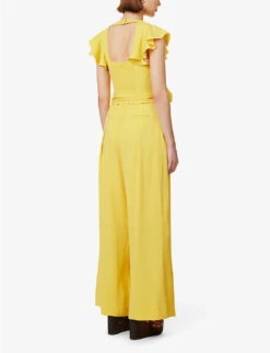 ME AND EM Frill-sleeve Belted-waist Crepe Jumpsuit -Whistles Clothing Shop R04141790 SUPERLEMON ALT03