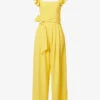 ME AND EM Frill-sleeve Belted-waist Crepe Jumpsuit