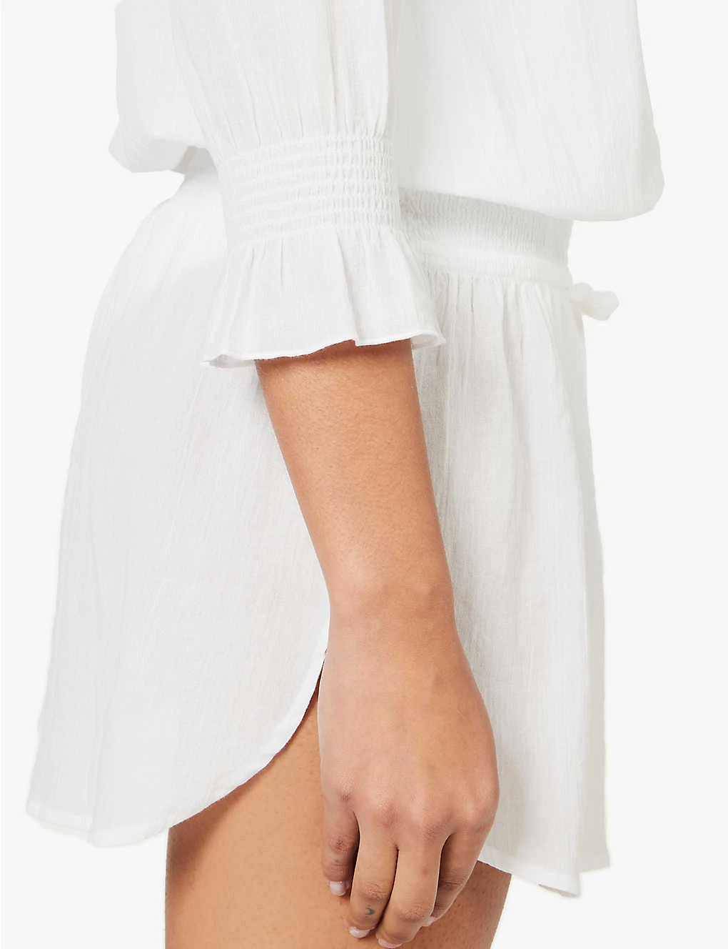 V-neck Flared-cuffs Organic-cotton Tunic 5 V-neck Flared-cuffs Organic-cotton Tunic - Image 5