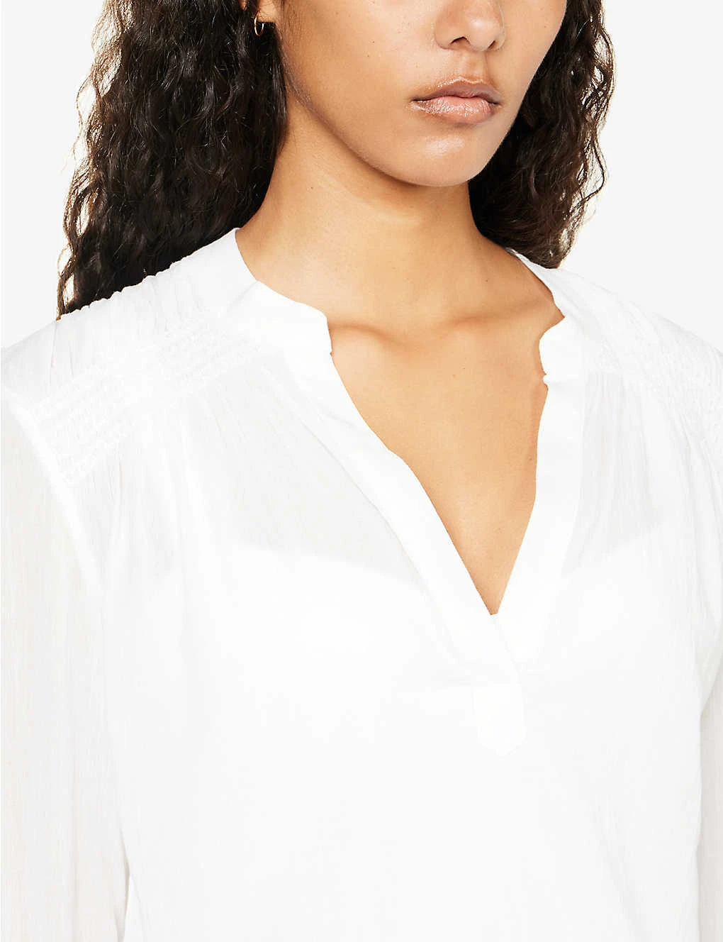 V-neck Flared-cuffs Organic-cotton Tunic 6 V-neck Flared-cuffs Organic-cotton Tunic - Image 6