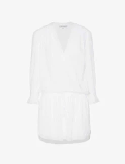 V-neck Flared-cuffs Organic-cotton Tunic