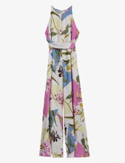 Ted Baker Maudee Floral-print Halter-neck Woven Jumpsuit