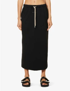 ESSENTIALS Drawstring Cotton-blend Midi Skirt -Whistles Clothing Shop R04142429 JETBLACK ALT02