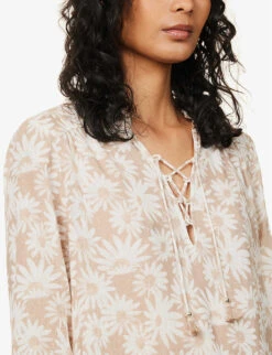 Paige Sharene Floral-print Rayon And Linen-blend Top -Whistles Clothing Shop R04144136 PARCHMENTMULTI ALT04