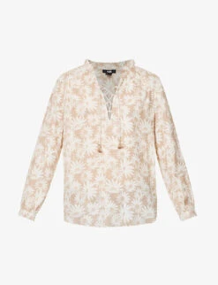 Paige Sharene Floral-print Rayon And Linen-blend Top
