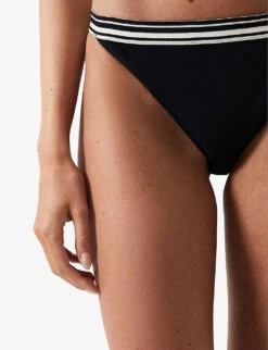 Reiss Faith Contrast-stripe Low-rise Bikini Bottoms -Whistles Clothing Shop R04144338 BLACK ALT02