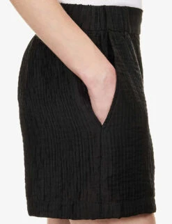 ANINE BING Koa Waffle-texture Rayon-blend Shorts -Whistles Clothing Shop R04146361 BLACK ALT04