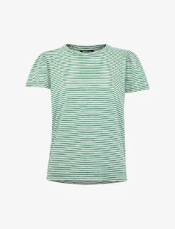 Whistles Frill-sleeved Striped Cotton-jersey T-shirt
