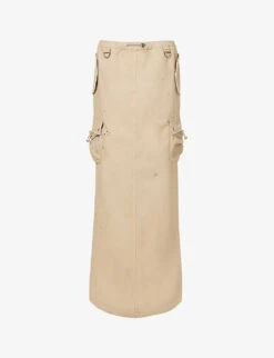 Coperni Pocket-embellished Logo-appliqué Cotton Maxi Skirt