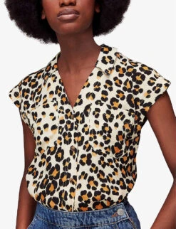 Whistles Leopard-print Open-collar Woven Shirt -Whistles Clothing Shop R04147722 MULTICOLOURED ALT02