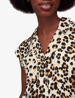 Whistles Leopard-print Open-collar Woven Shirt -Whistles Clothing Shop R04147722 MULTICOLOURED ALT04