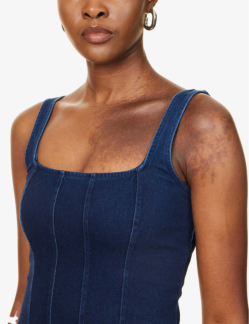 GOOD AMERICAN Square-neck Panelled Stretch-woven Denim Corset Top 5 GOOD AMERICAN Square-neck Panelled Stretch-woven Denim Corset Top - Image 5