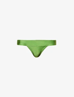 Palm Shimmer Mid-rise Bikini Bottoms