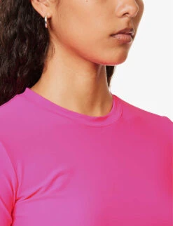 GOOD AMERICAN Swim Round-neck Cropped Stretch-woven Top -Whistles Clothing Shop R04148941 KNOCKOUTPINK001 ALT04