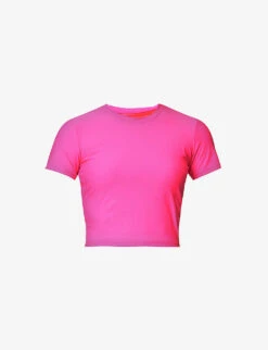 GOOD AMERICAN Swim Round-neck Cropped Stretch-woven Top