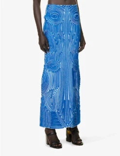 Flower Vortix Embroidered Knitted Maxi Skirt -Whistles Clothing Shop R04148976 LIGHTBLUE ALT02