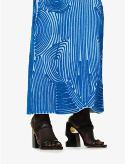 Flower Vortix Embroidered Knitted Maxi Skirt -Whistles Clothing Shop R04148976 LIGHTBLUE ALT04