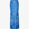 Flower Vortix Embroidered Knitted Maxi Skirt