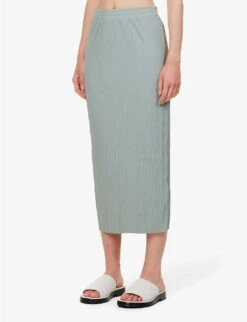 Max Mara Carnia Crinkle-effect Knitted Midi Skirt -Whistles Clothing Shop R04149126 SAGEGREEN ALT02